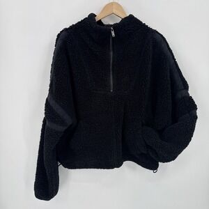 Free People Womens Black Nantucket Sherpa Sweatshirt Size Medium Athleisure